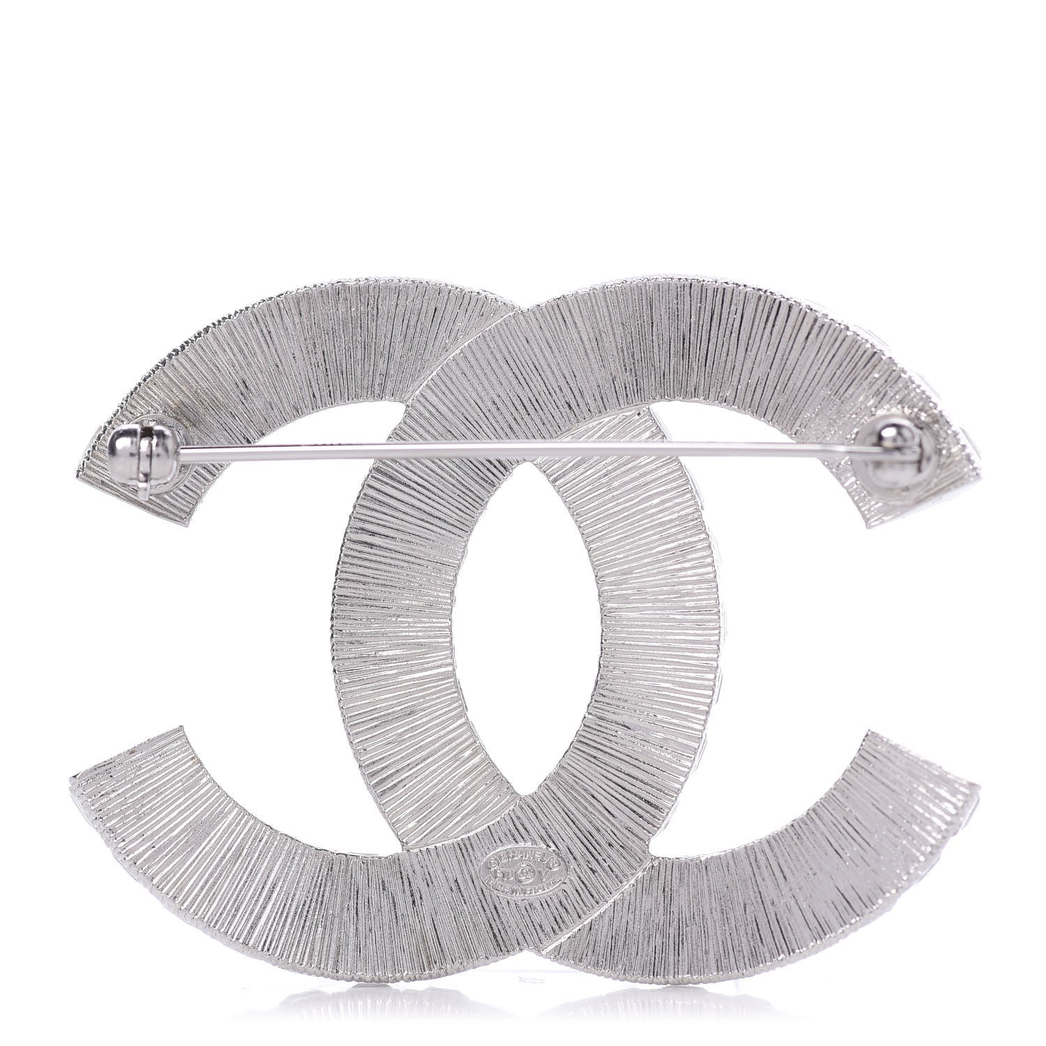 Chanel Baguette Crystal CC Brooch Silver 3 of 4