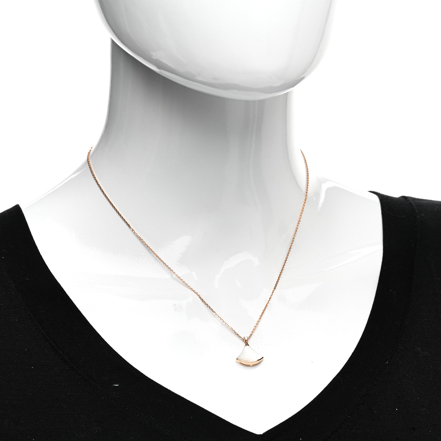 Bulgari 18K Rose Gold Diamond Mother of Pearl Small Divas' Dream Pendant Necklace 2 of 5