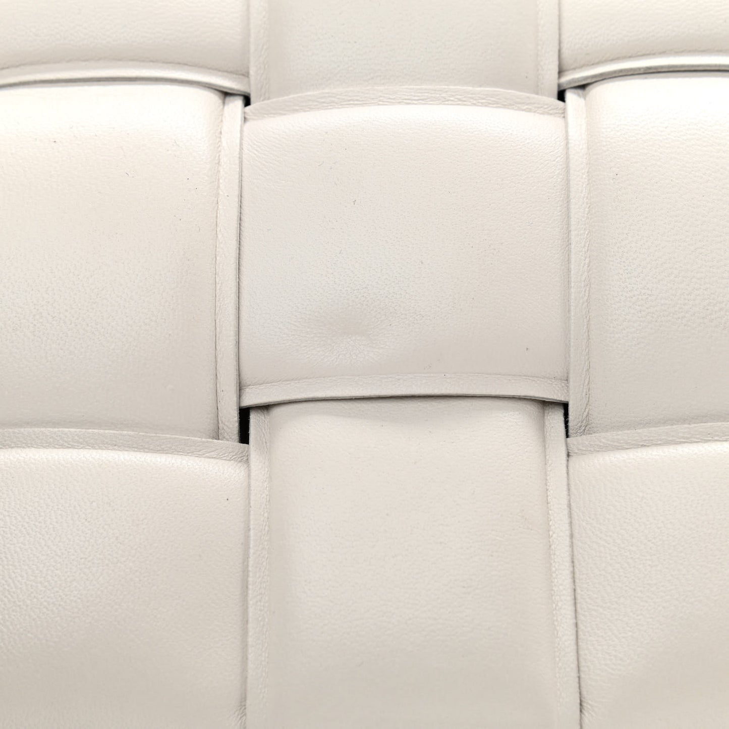 Lambskin Maxi Intreccio Padded Chain Cassette Crossbody Bag White