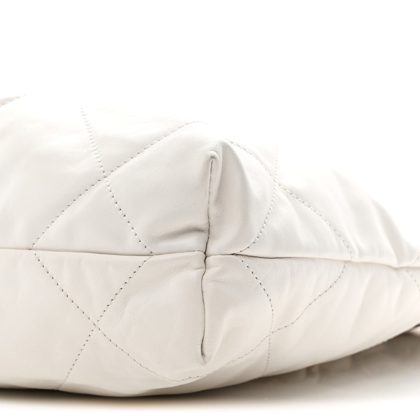 Shiny Calfskin Quilted Small Chanel 22 White