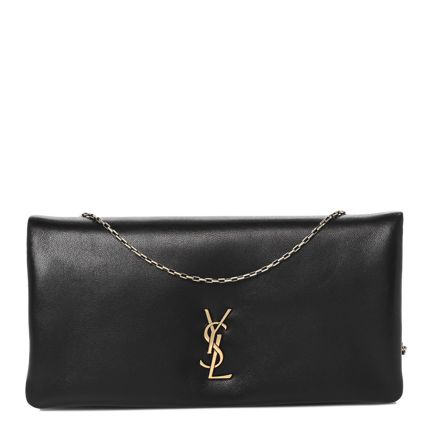 Saint Laurent Padded Lambskin Mini Calypso Wallet On Chain WOC Black 1 of 11