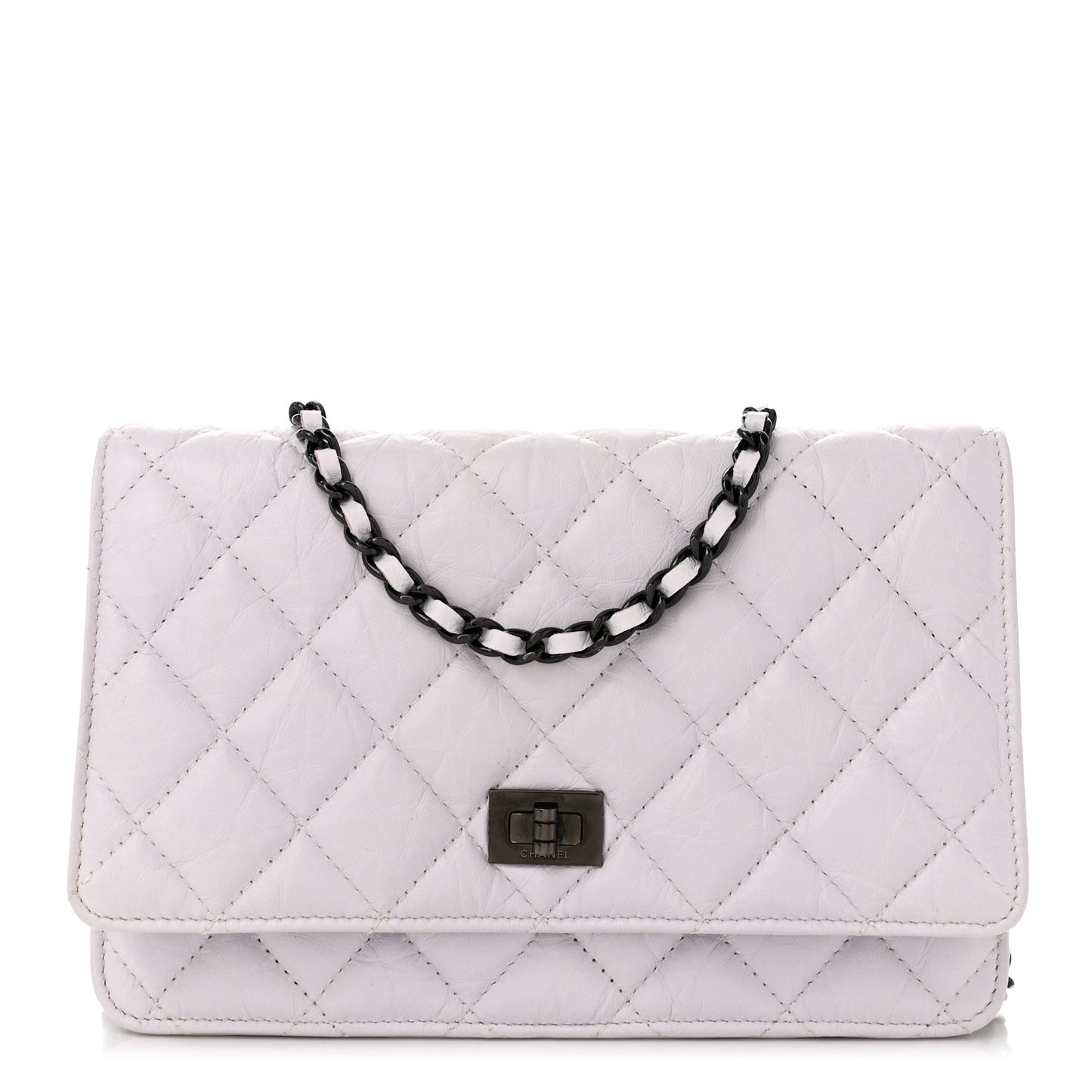 Aged Calfskin Quilted Reissue Wallet On Chain WOC White