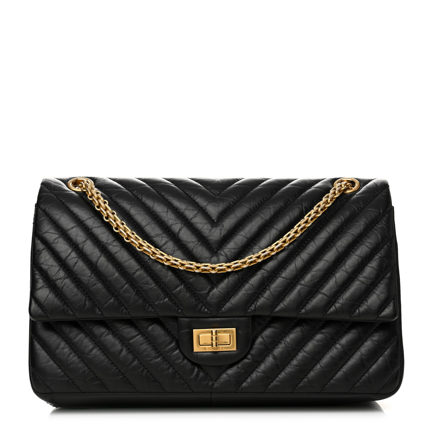 Chanel Aged Calfskin Chevron Quilted 2.55 Reissue 226 Flap Black 1 of 11