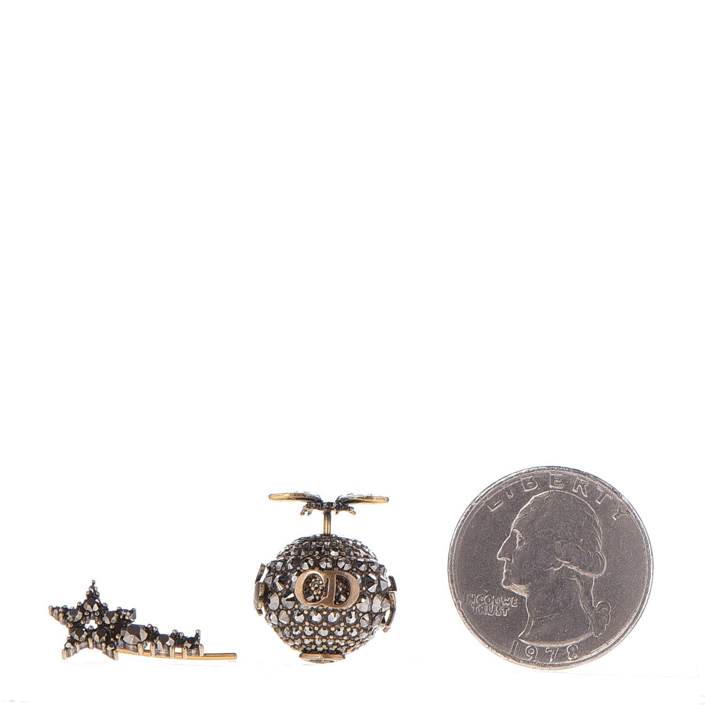 Crystal Bee Star Tribal Earrings Aged Gold