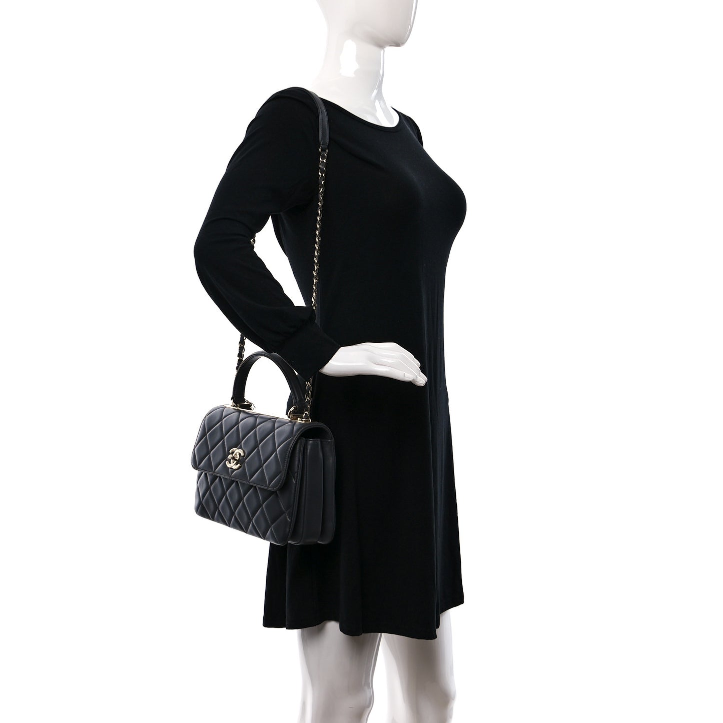 Lambskin Quilted Small Trendy CC Dual Handle Flap Bag Dark Grey