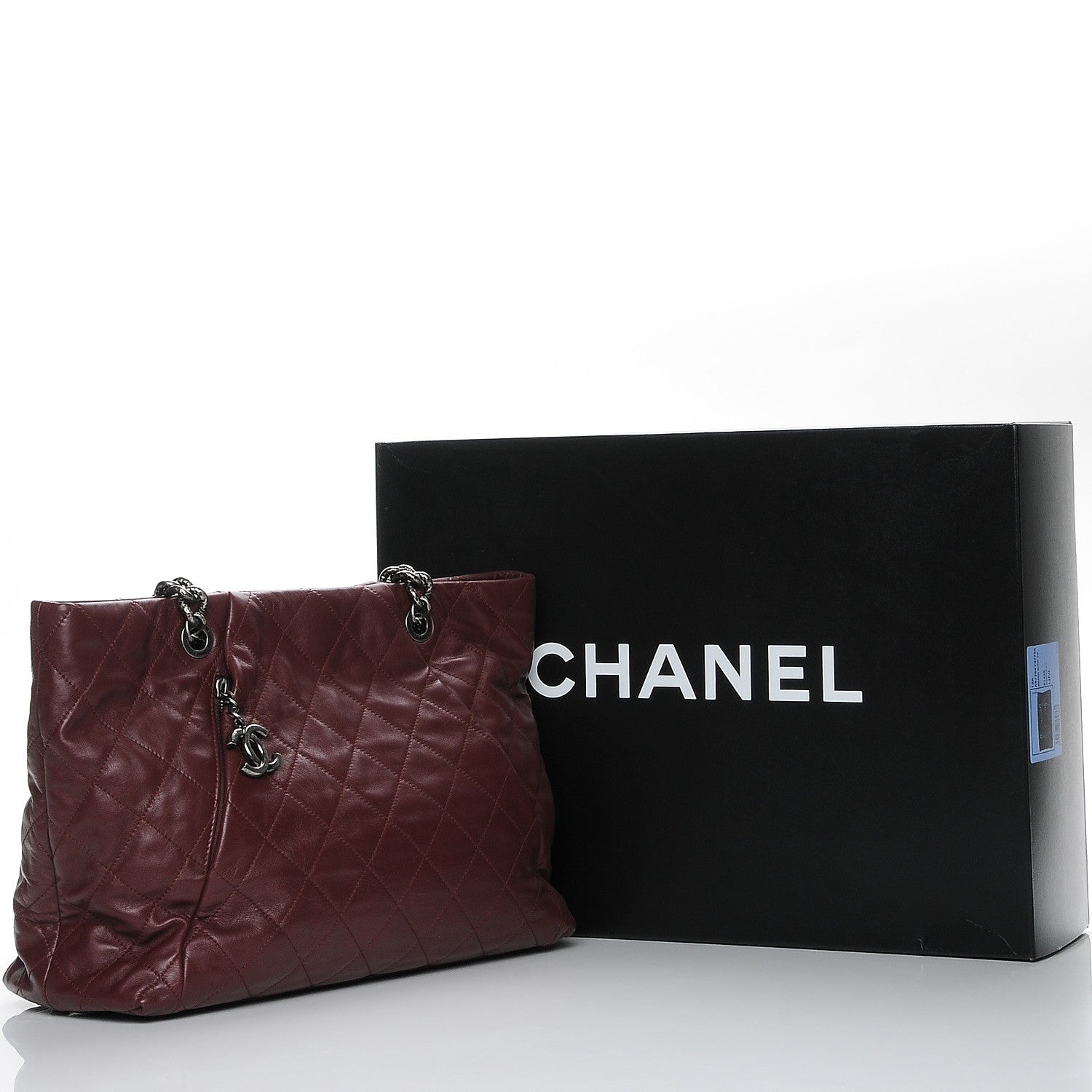 Chanel Calfskin Large Coco Pleats Tote Burgundy 8 of 8