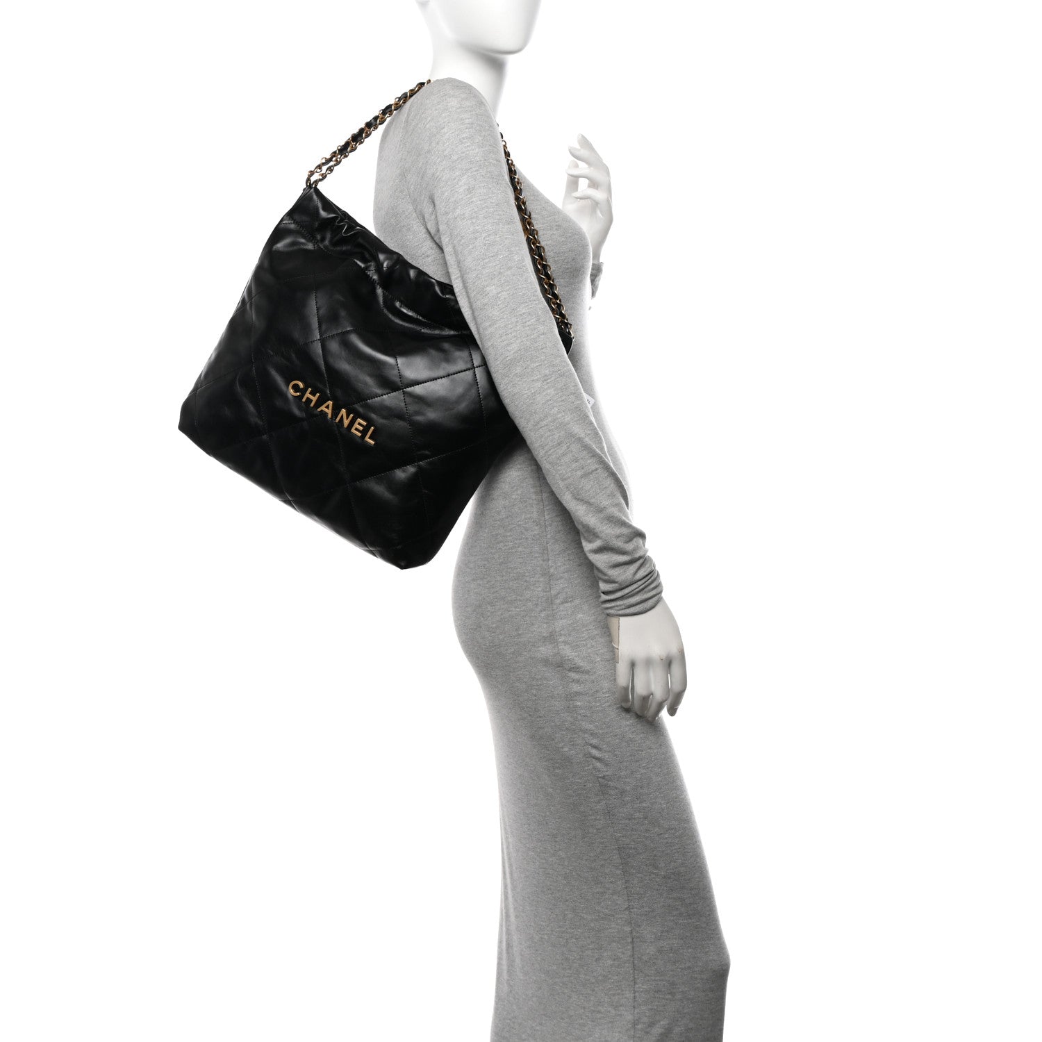 Chanel Shiny Calfskin Quilted Small Chanel 22 Black 2 of 11