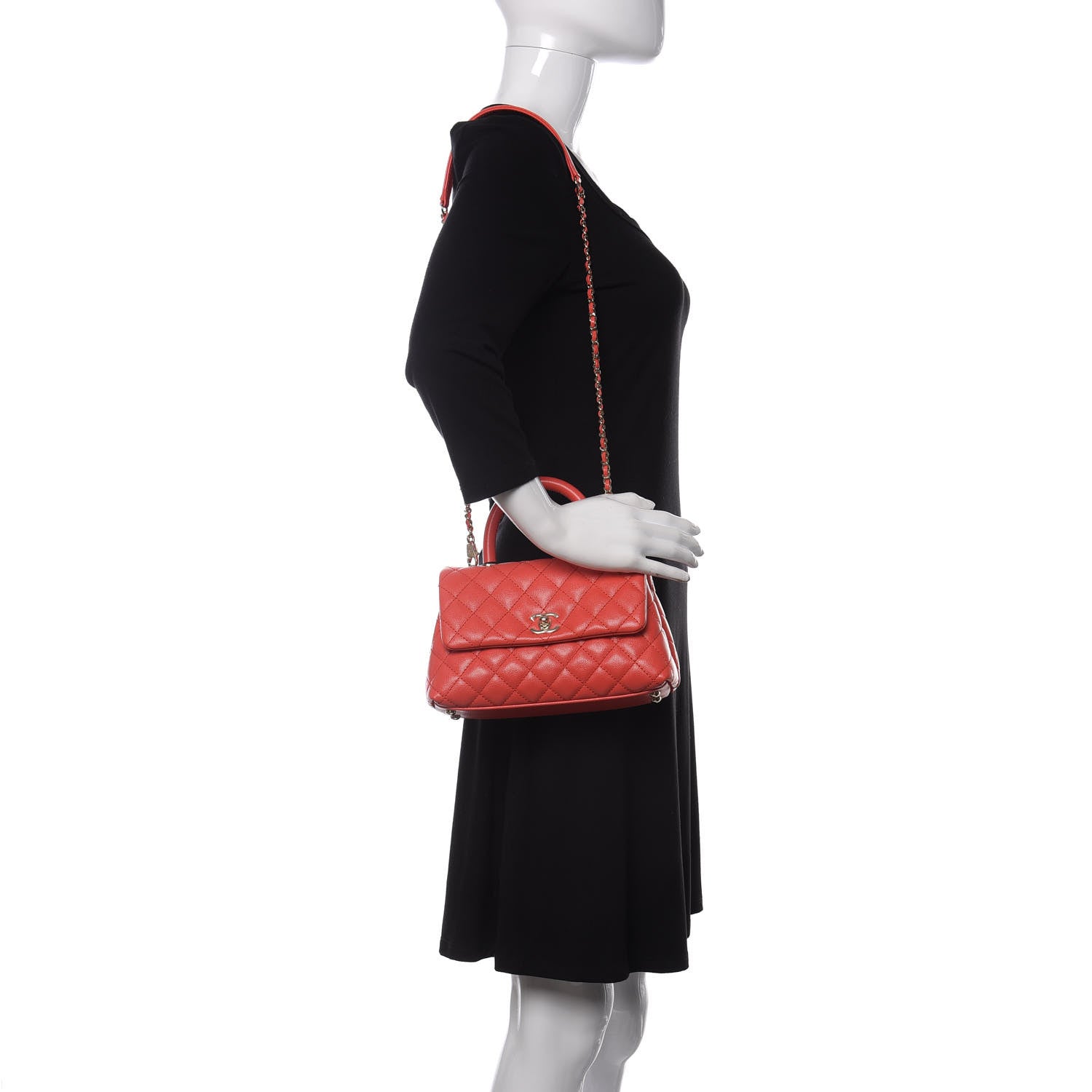 Chanel Caviar Quilted Mini Coco Handle Flap Red 2 of 11