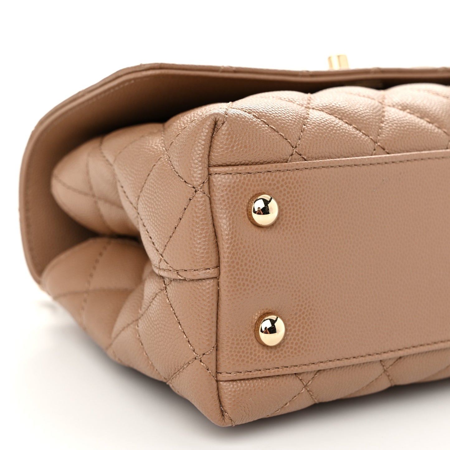 Caviar Quilted Mini Coco Handle Flap Beige