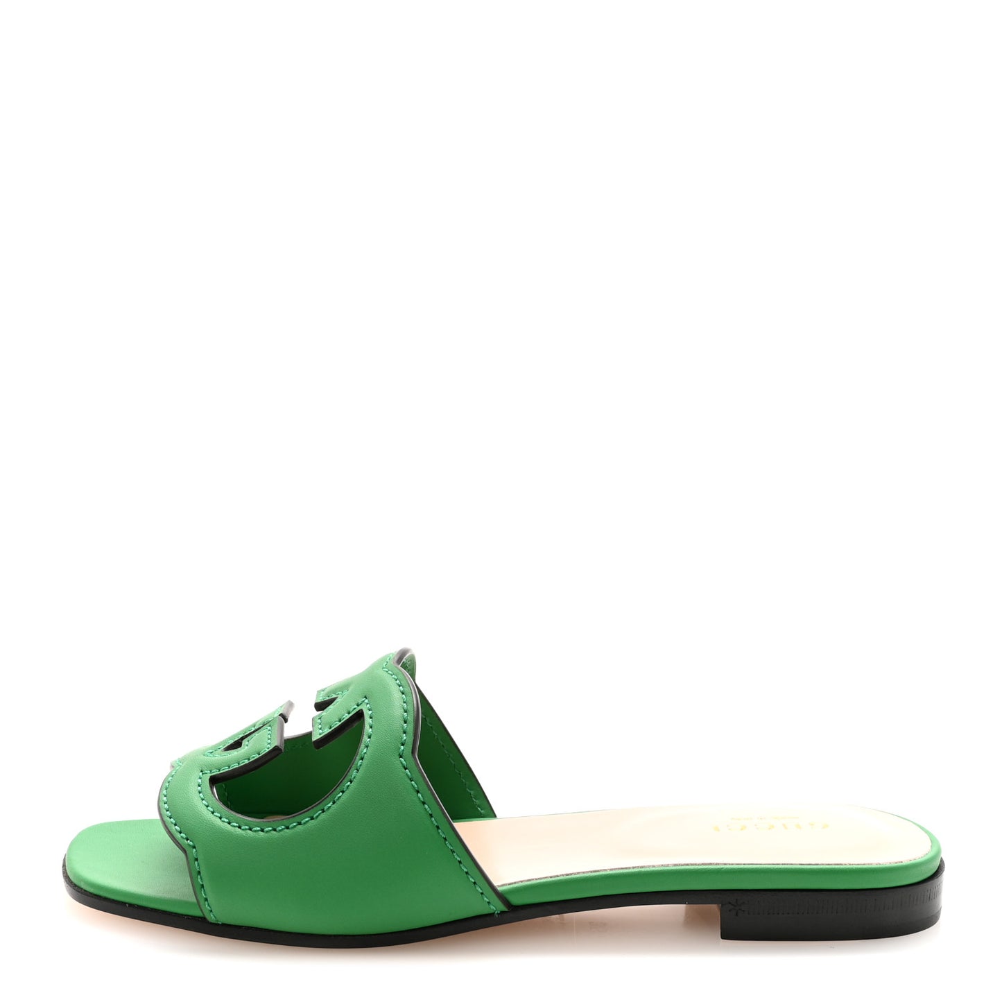 Cosmos Softy Calfskin Interlocking G Cut Out Slide Sandals 35 New Shamarock