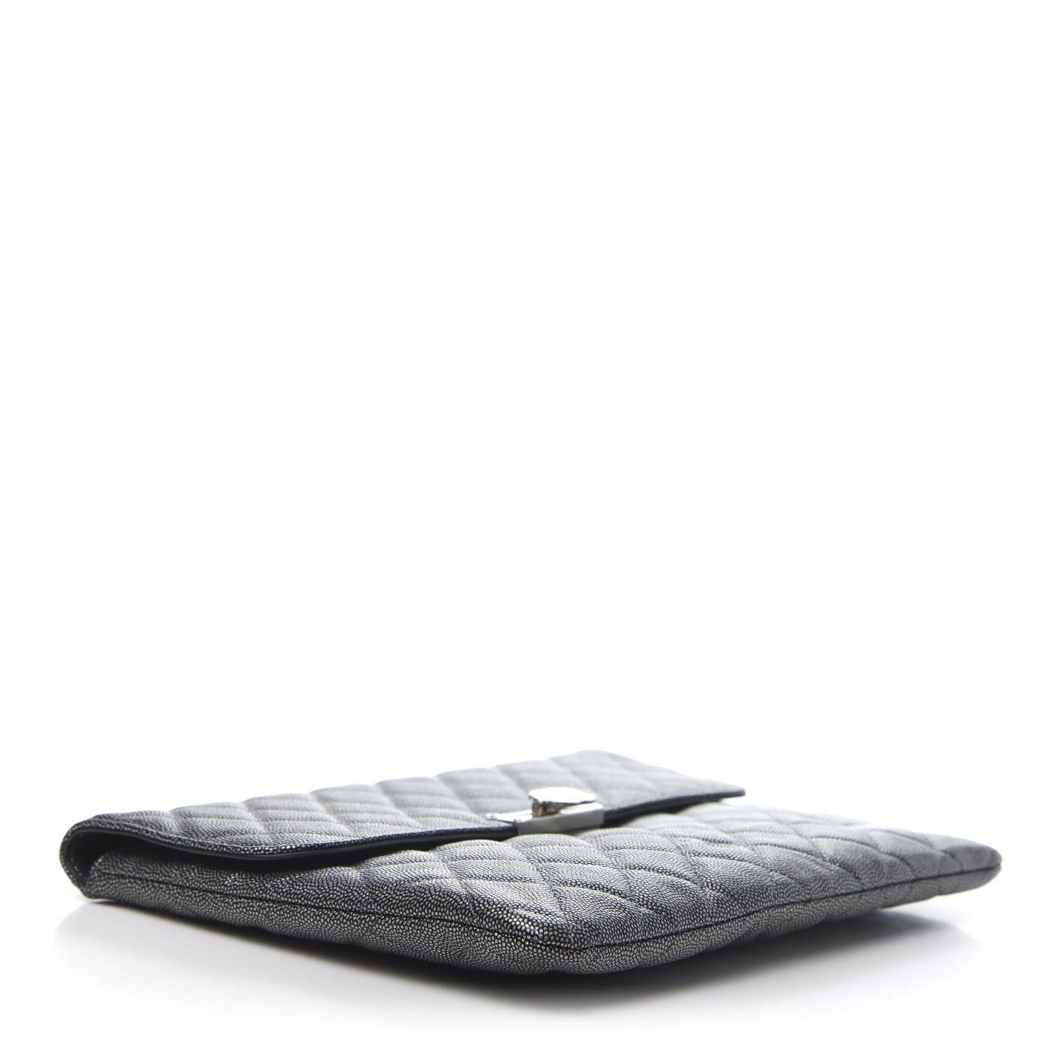 Chanel Metallic Caviar Quilted Medium Golden Class Pouch Dark Grey 4 of 8