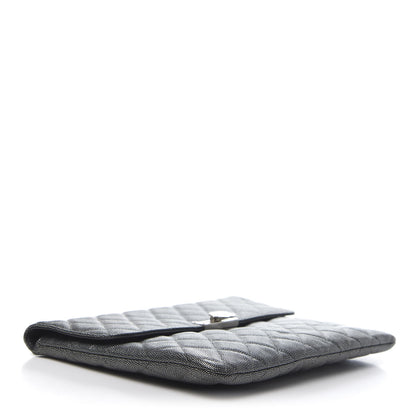 Chanel Metallic Caviar Quilted Medium Golden Class Pouch Dark Grey 4 of 8