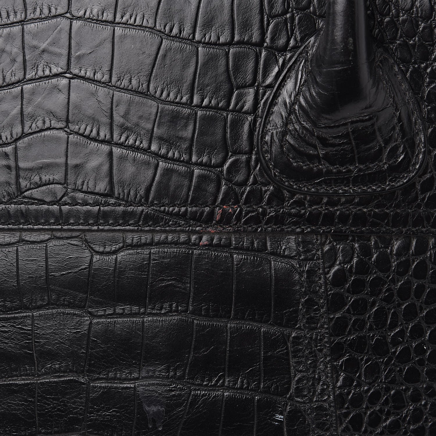 Prada Shiny Calfskin Crocodile Embossed Tote Black 15 of 17