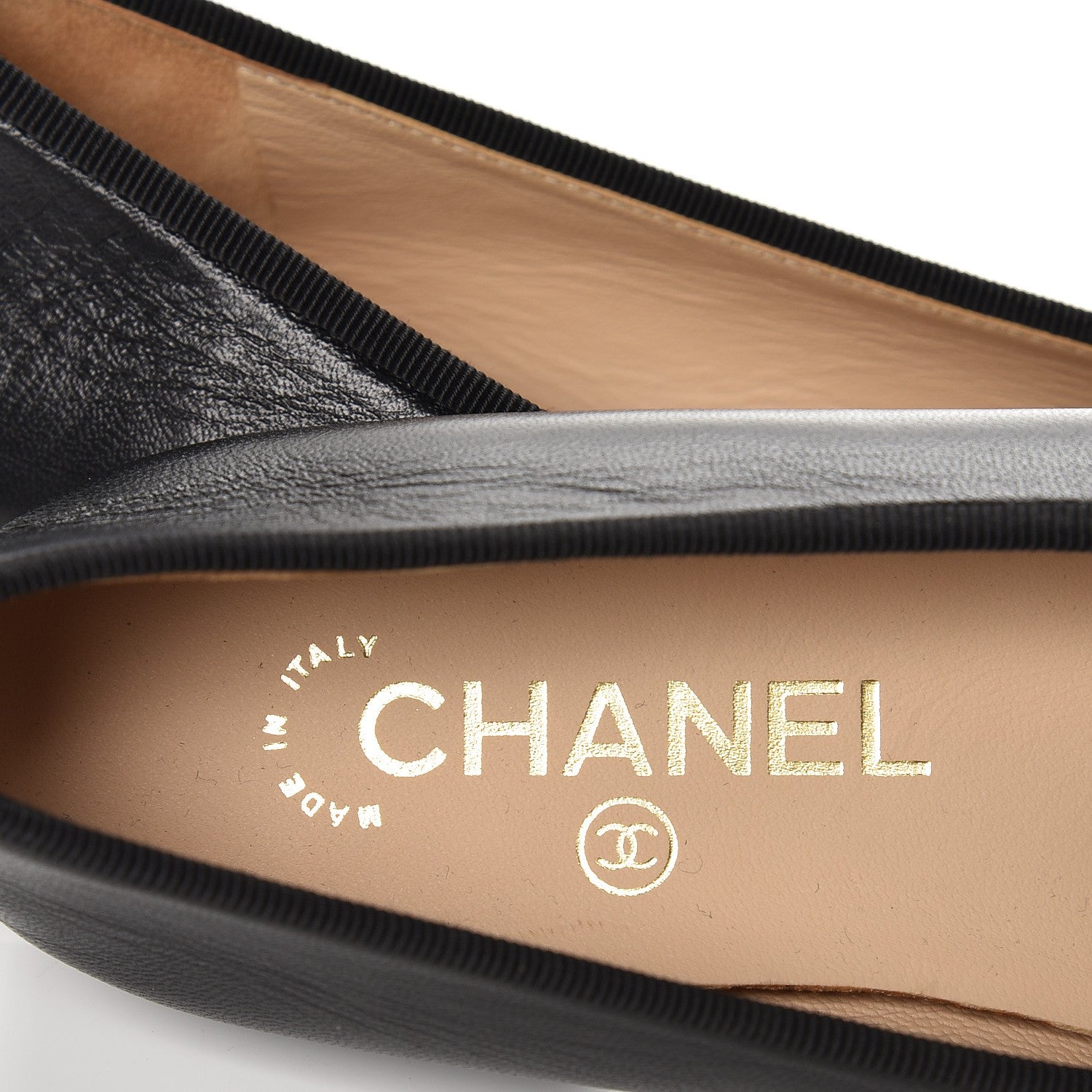 Chanel Lambskin Patent Cap Toe Ballerina Flats 35.5 Black 6 of 8