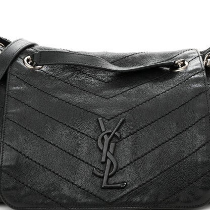 Saint Laurent Pebbled Lambskin Chevron Monogram Large Nolita Black 8 of 11