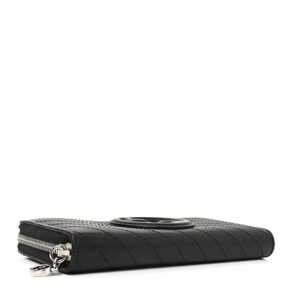Gucci Sakai Be Green Calfskin Diagonal Stitched Blondie Zip Around Wallet Black 4 of 7