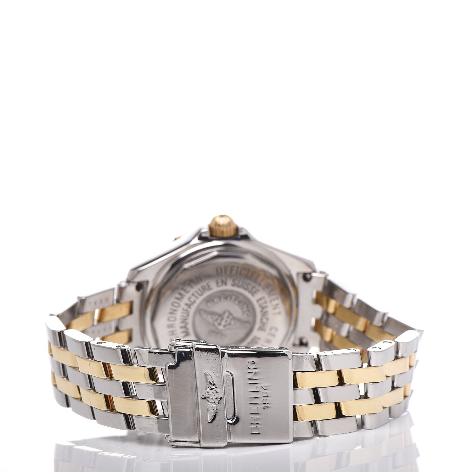 Breitling Stainless Steel 18K Yellow Gold Diamond Mother of Pearl 31mm Windrider Quartz Watch D71365 4 of 6