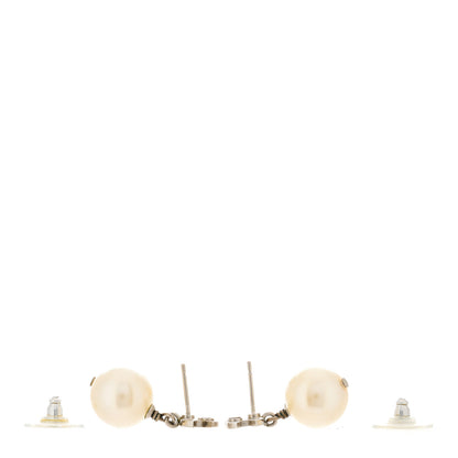 Chanel Crystal Pearl CC Drop Earrings Gold 3 of 6