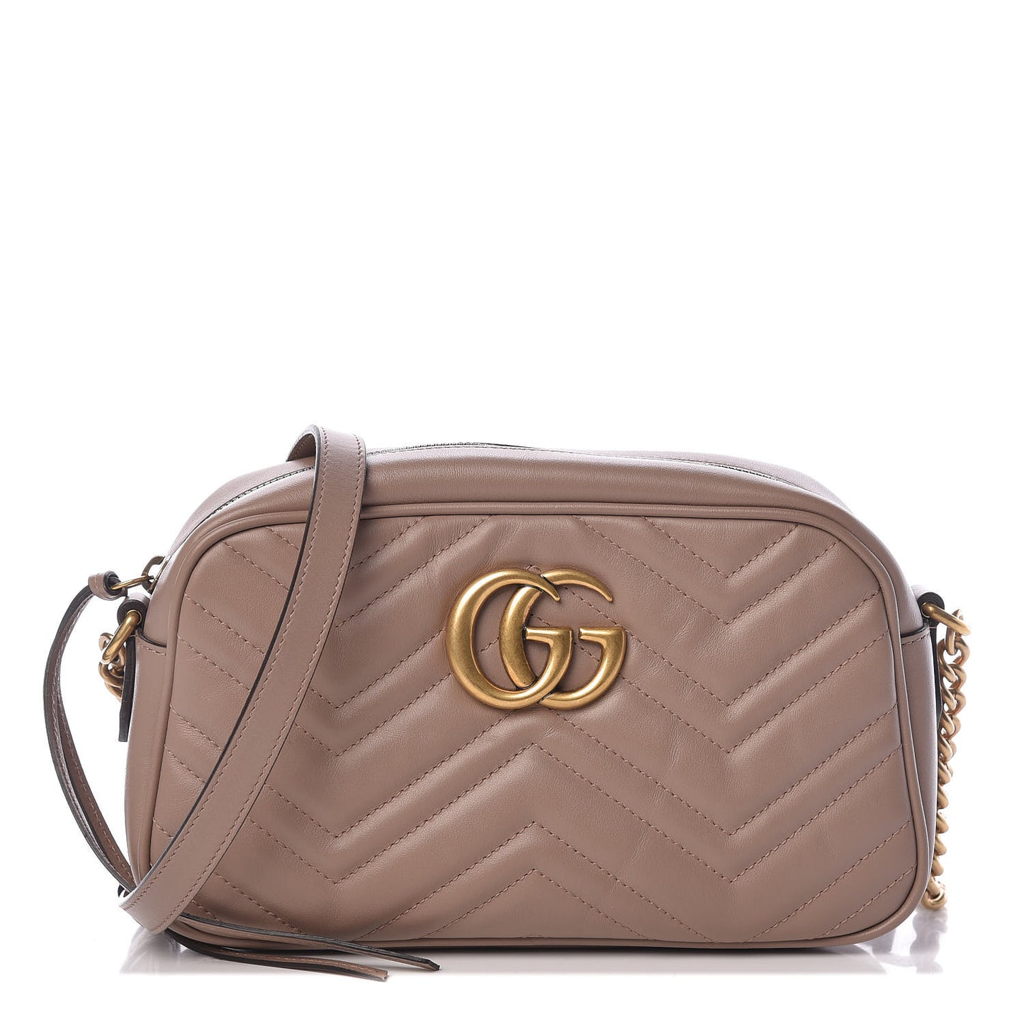 Calfskin Matelasse Small GG Marmont Chain Shoulder Bag Porcelain Rose