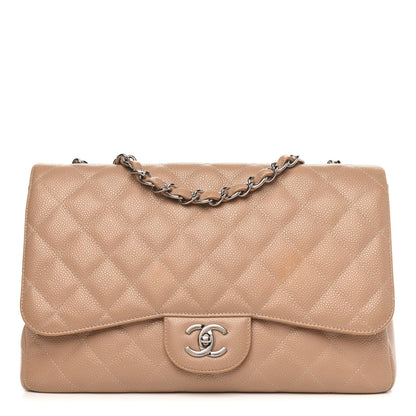 Chanel Caviar Quilted Jumbo Single Flap Beige 1 of 17