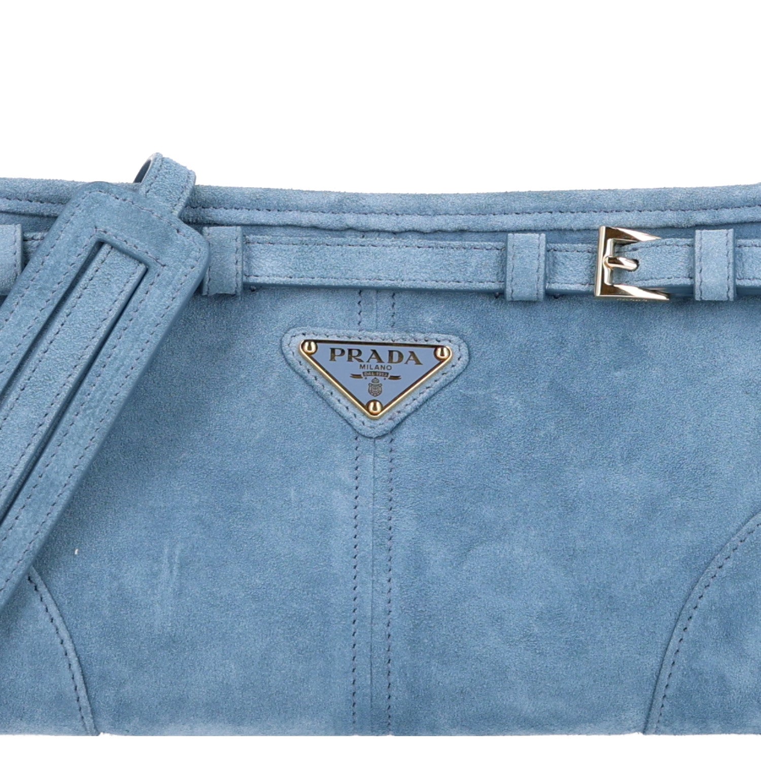 Prada Scamosciato Triangle Small Bonnie Shoulder Bag Astrale 8 of 10
