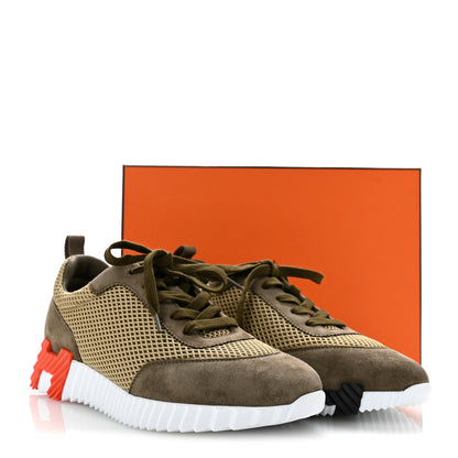 Hermes Air Mesh Suede Goatskin Bouncing Sneakers 40 Vert Toundra 10 of 10