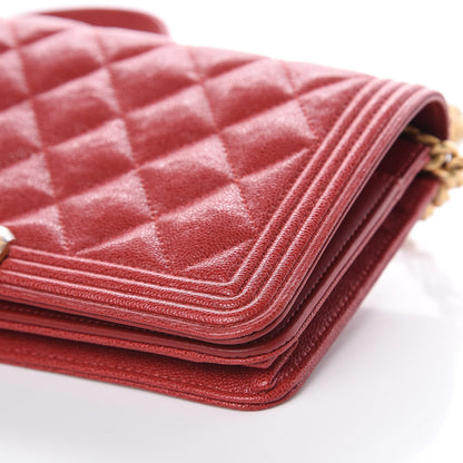 Chanel Caviar Quilted Boy Wallet On Chain WOC Red 10 of 12