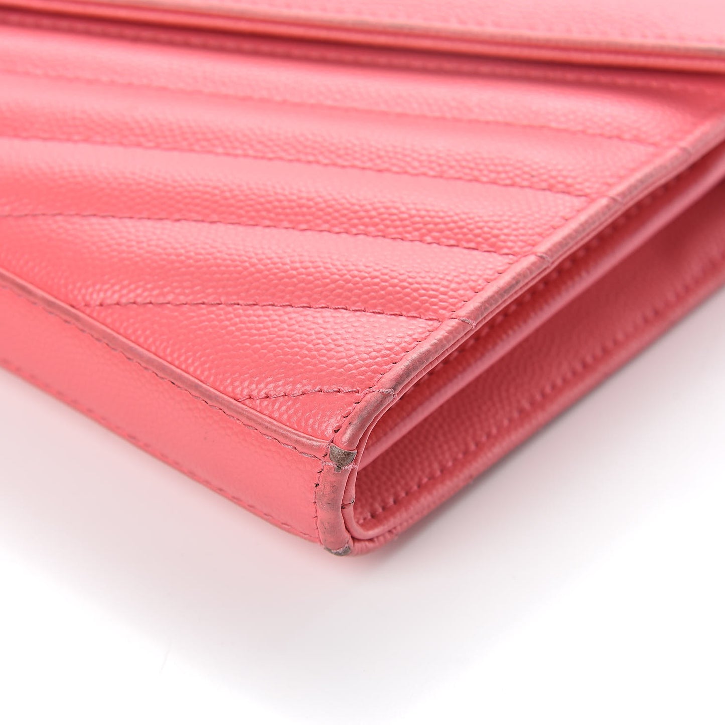 Grain De Poudre Matelasse Chevron Monogram Chain Wallet Rose Clair