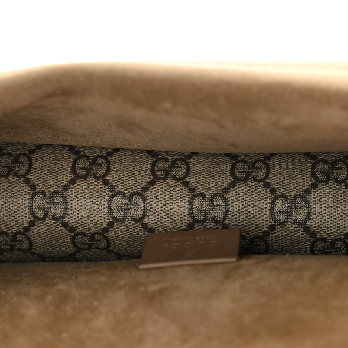 Gucci GG Supreme Monogram Suede Crystal Small Dionysus Shoulder Bag Beige Ebony Taupe 5 of 12