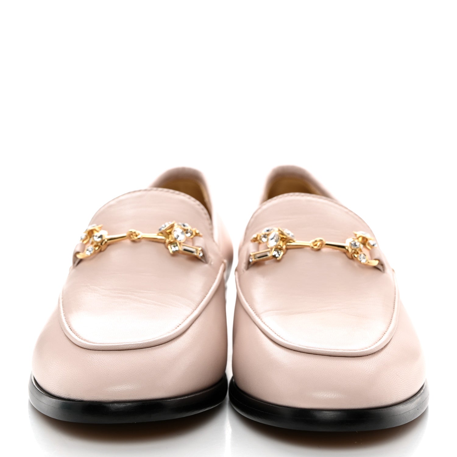 Gucci Malaga Kid Crystal Horsebit Womens Jordaan Loafers 37.5 Pink Hibiscus 2 of 9