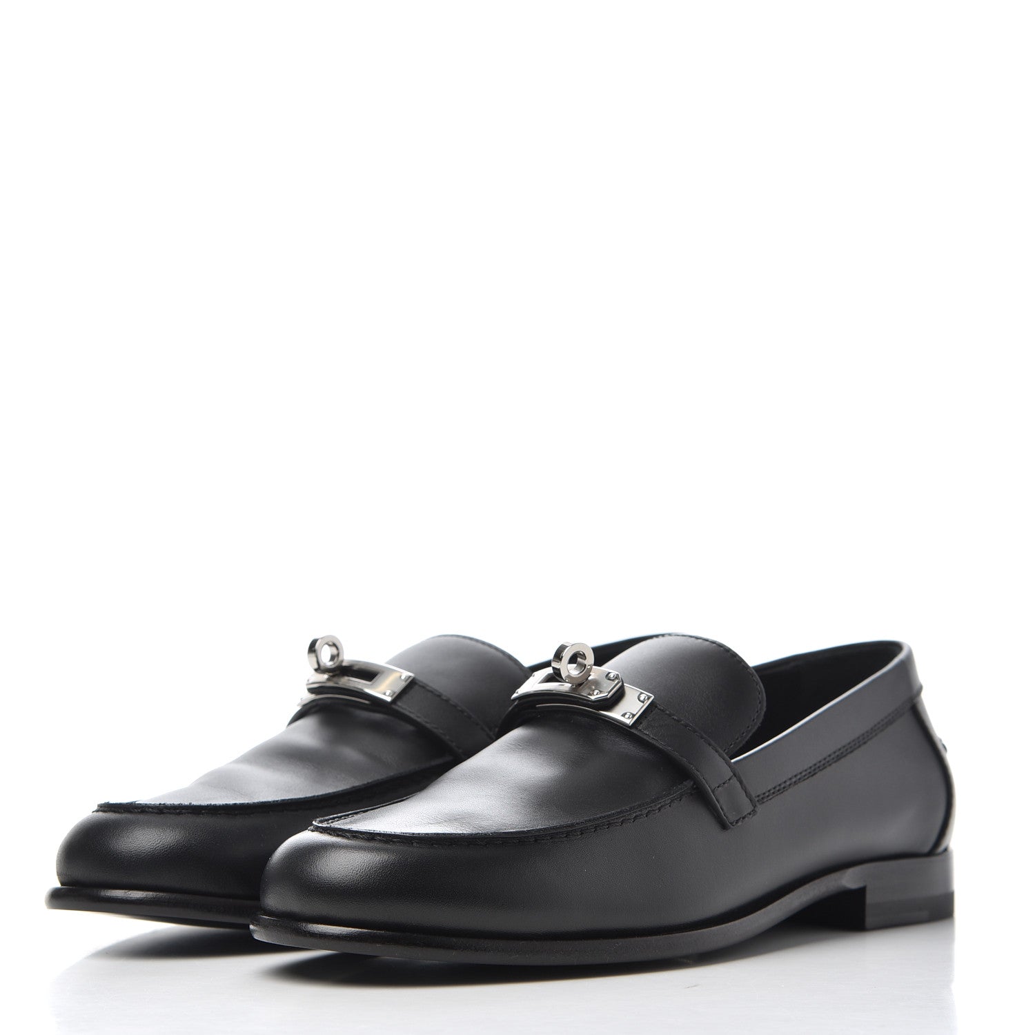Hermes Calfskin Womens Destin Loafer 38 Black 3 of 14