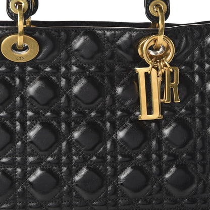 Christian Dior Crinkled Patent Cannage Large Lady Dior Black 9 of 9