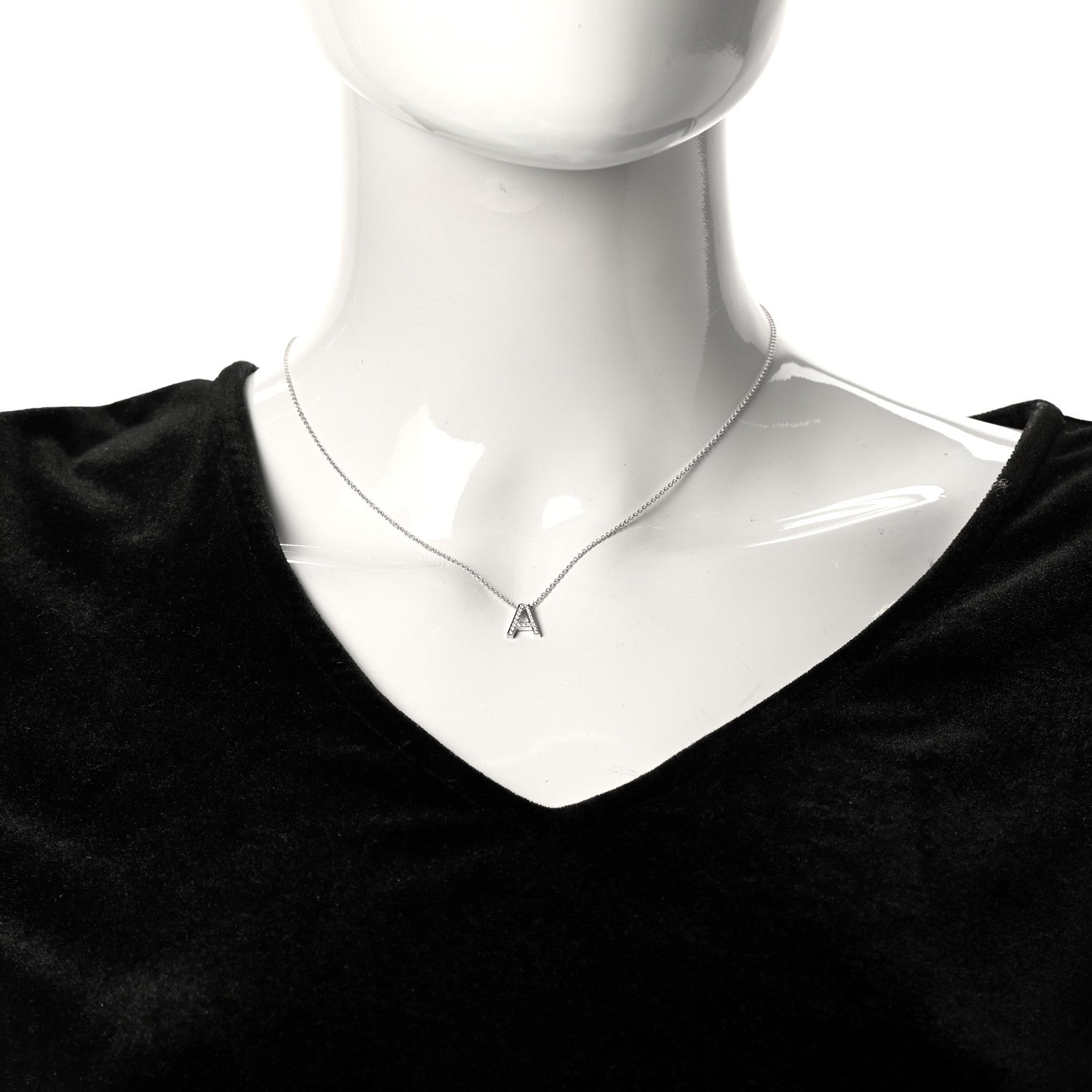 Tiffany Platinum Diamond Letters A Pendant Necklace 2 of 6