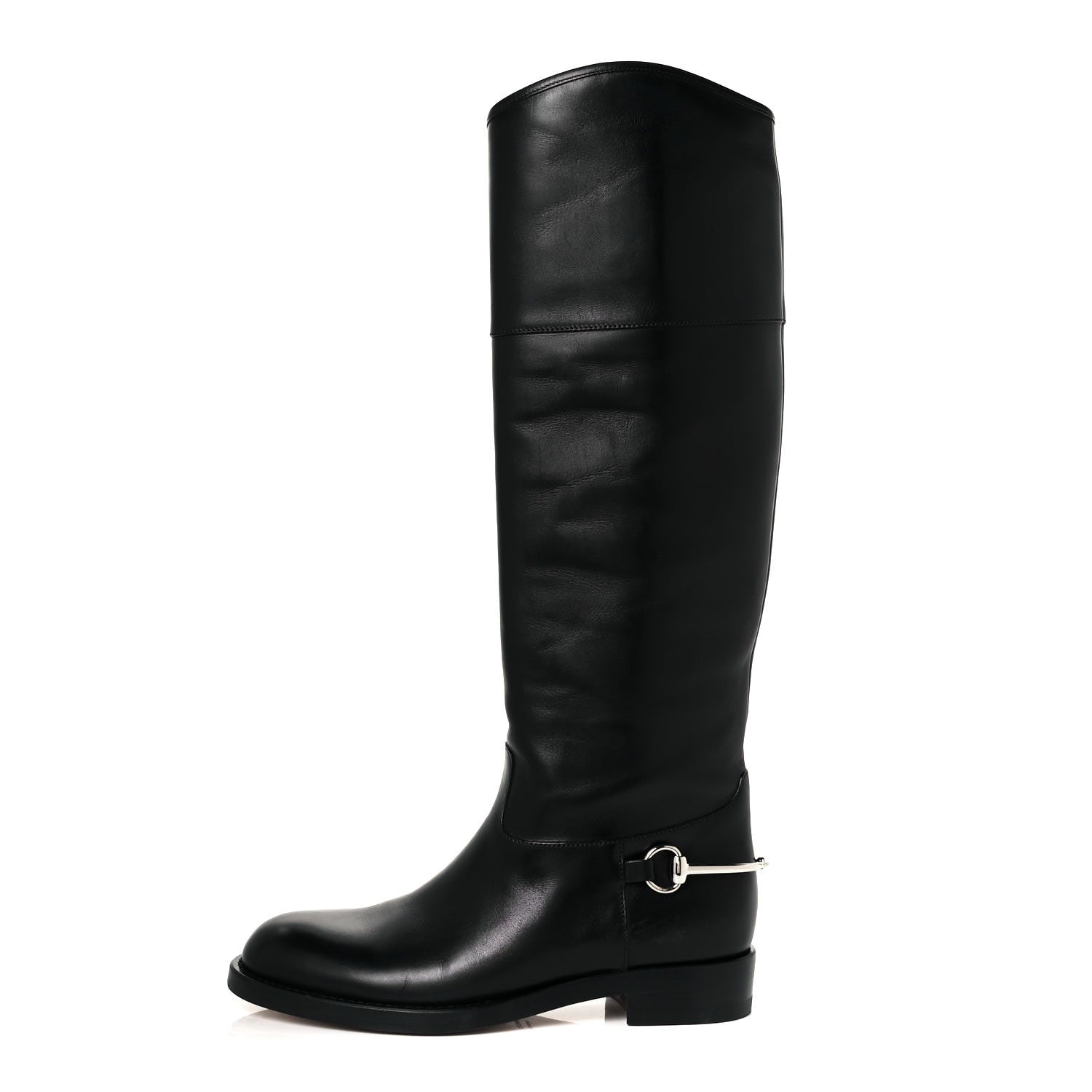 Gucci Calfskin Horsebit Tall Boots 36 Black 1 of 18