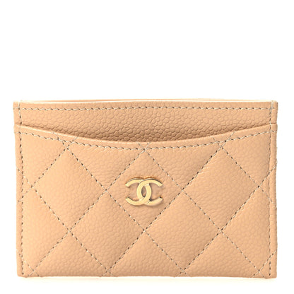 Chanel Caviar Quilted Card Holder Beige 1 of 9