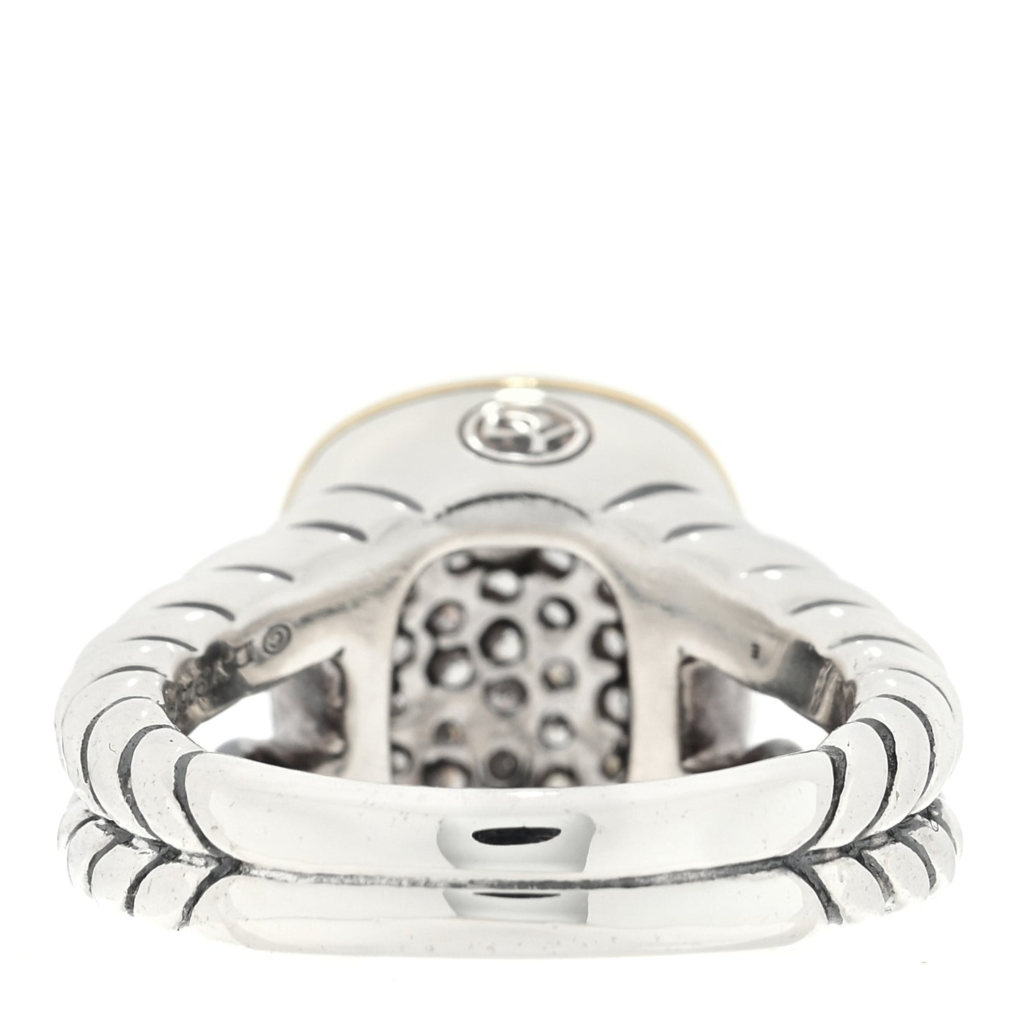 Sterling Silver 18K Yellow Gold Diamond 15mm Albion Statement Ring 54 7