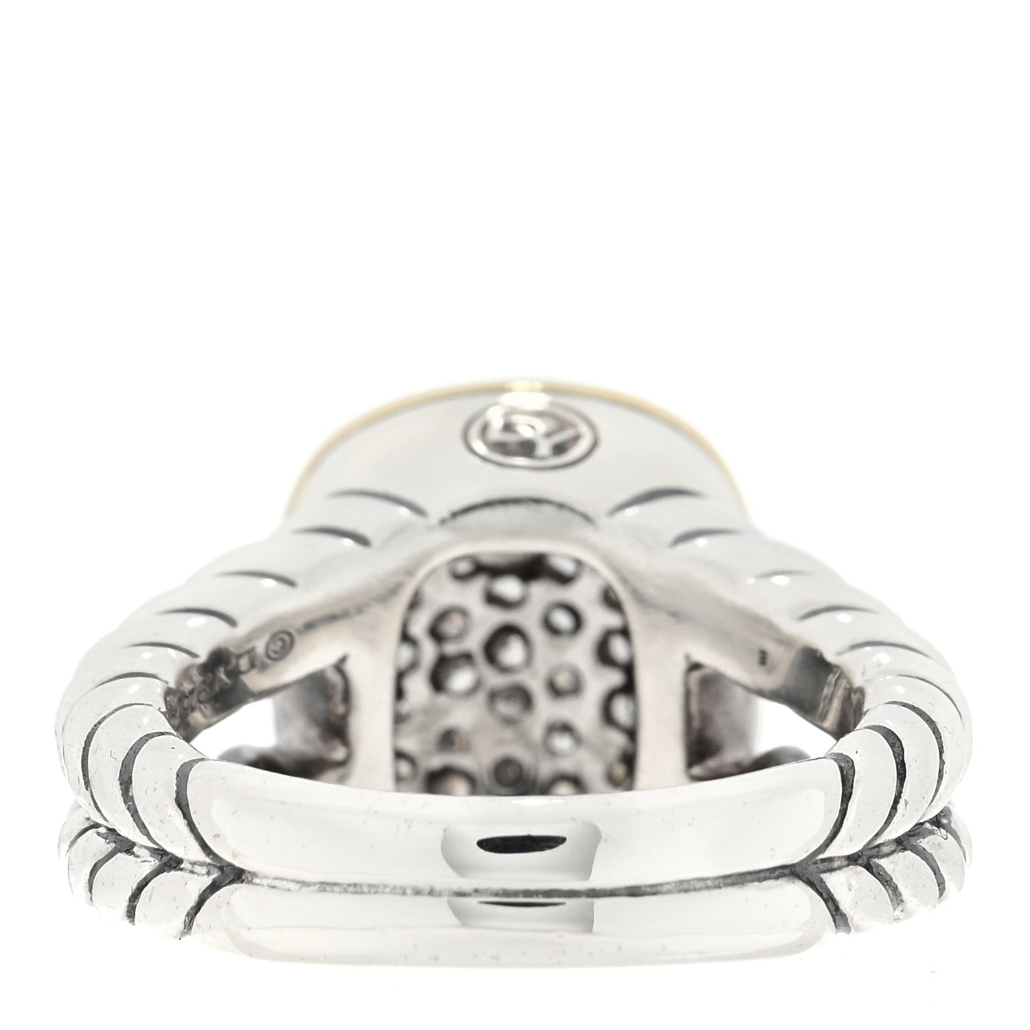 David Yurman Sterling Silver 18K Yellow Gold Diamond 15mm Albion Statement Ring 54 7 3 of 4