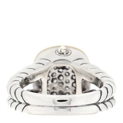 David Yurman Sterling Silver 18K Yellow Gold Diamond 15mm Albion Statement Ring 54 7 3 of 4