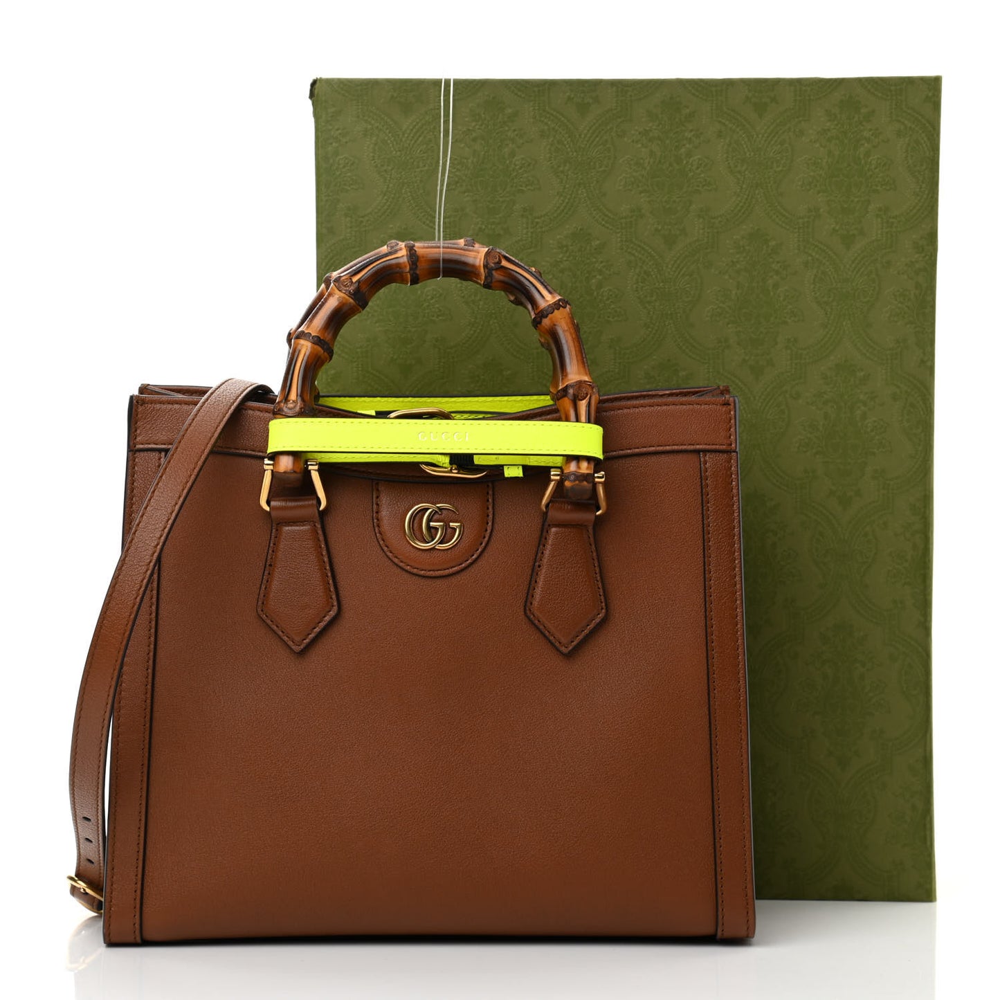 Wonka Grain Calfskin Small Diana Tote Bag Cuir Yellow Fluo