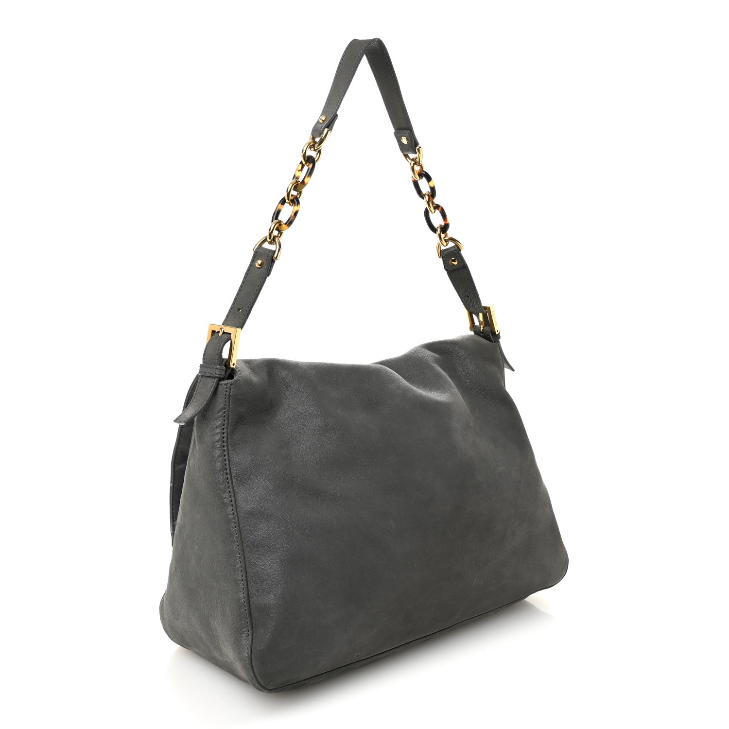 Fendi Vitello Savana Big Mama Baguette Grigio Tartaruga Natural 3 of 13
