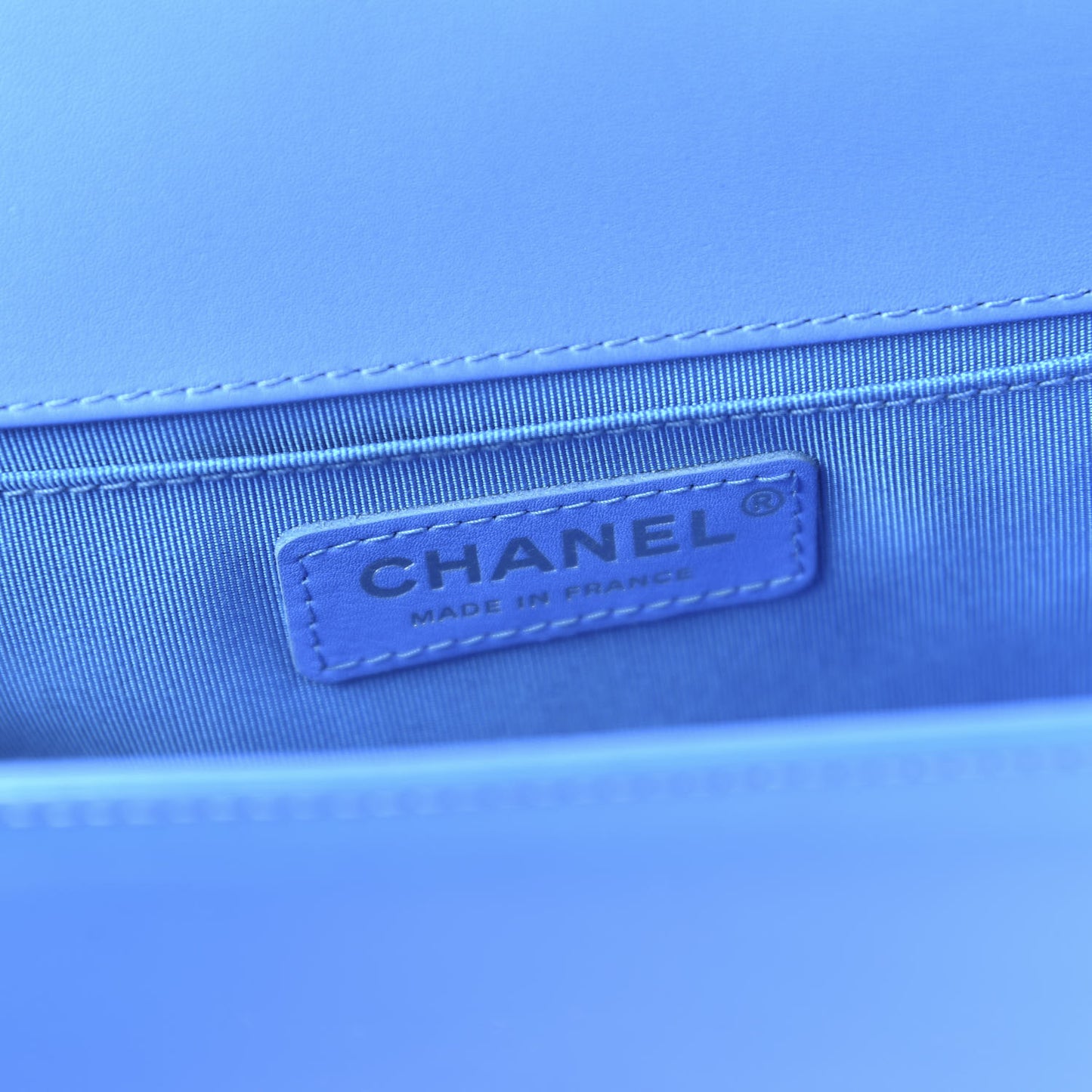 Patent Calfskin Quilted Medium Boy Flap Blue
