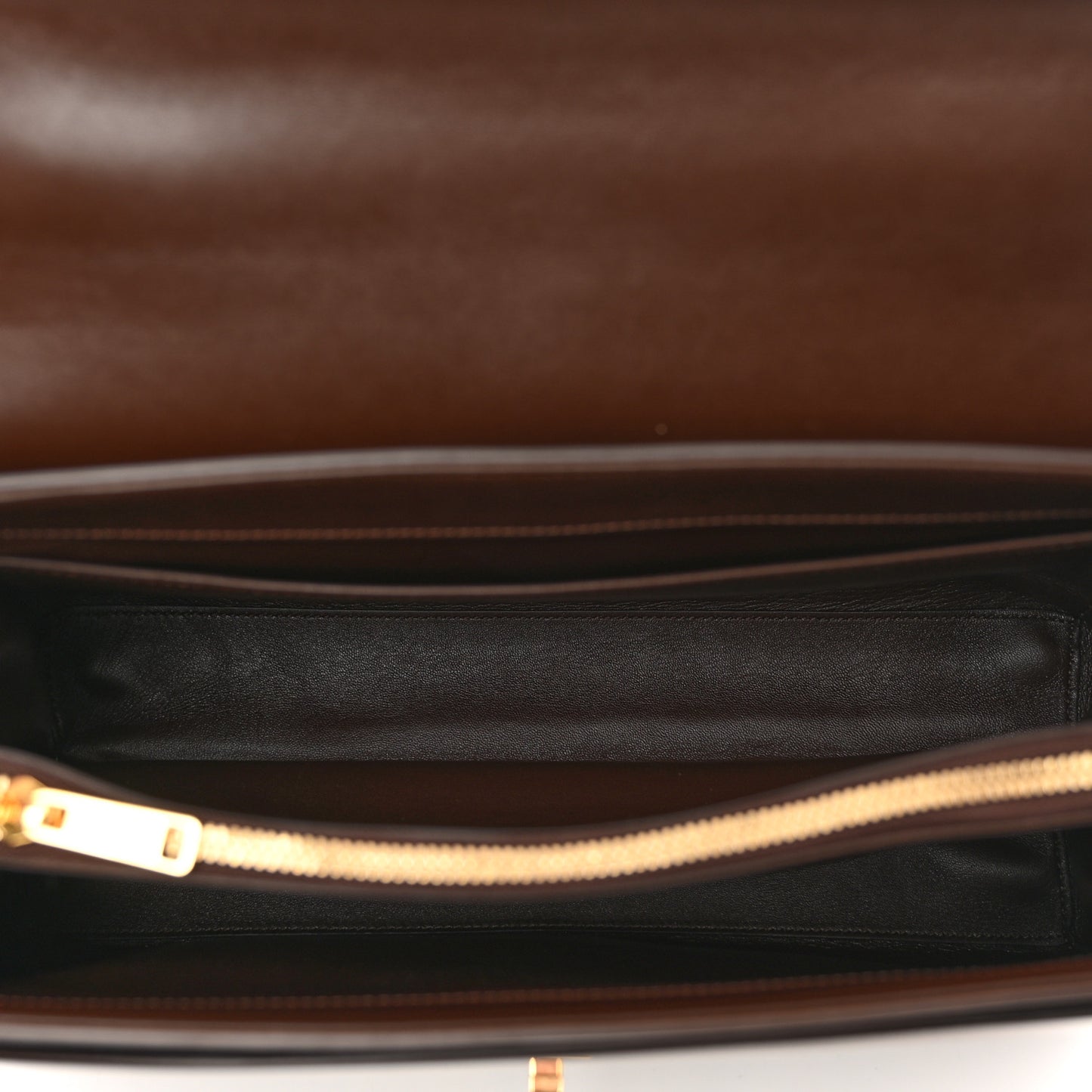 Satinated Calfskin Medium 16 Top Handle Bag Brown