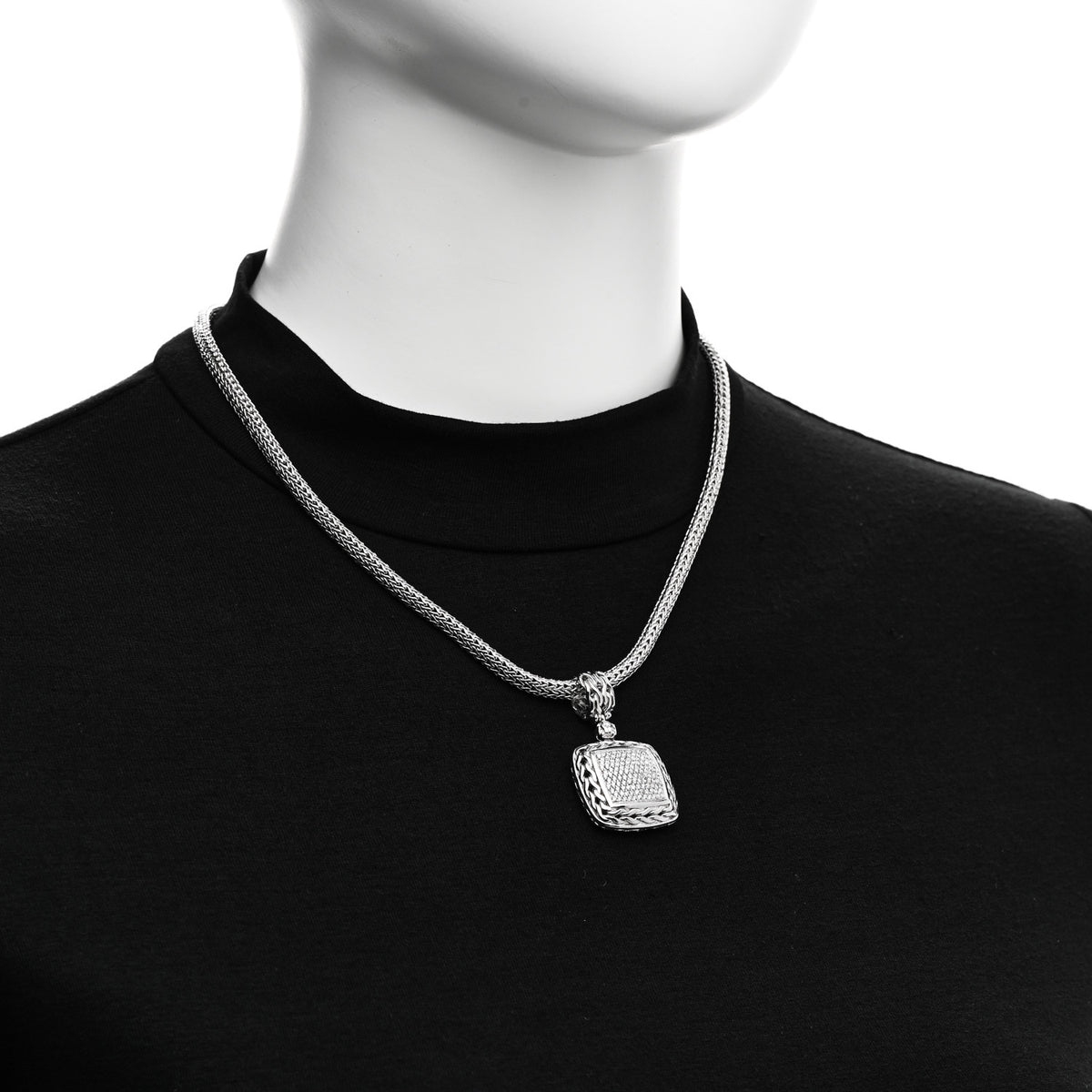 Sterling Silver Diamond Classic Chain Enhancer Pendant Necklace