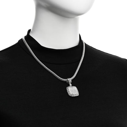 John Hardy Sterling Silver Diamond Classic Chain Enhancer Pendant Necklace 2 of 5