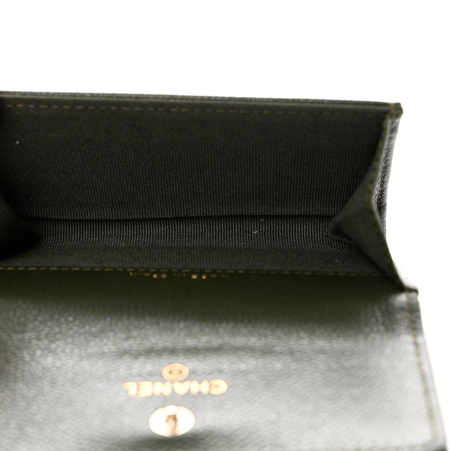 Chanel Caviar Quilted Chain CC Flap Card Holder Khaki 5 of 9