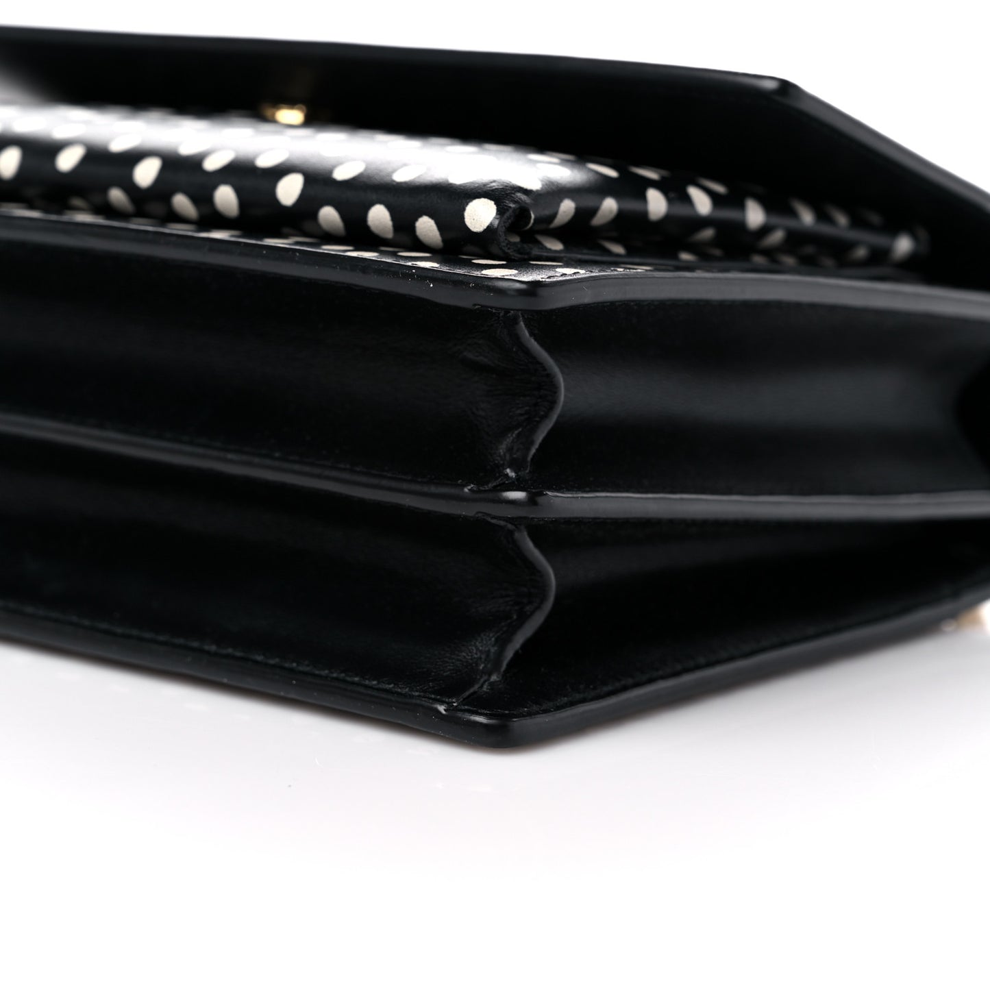 Calfskin Polka Dot Medium Monogram Sunset Black White