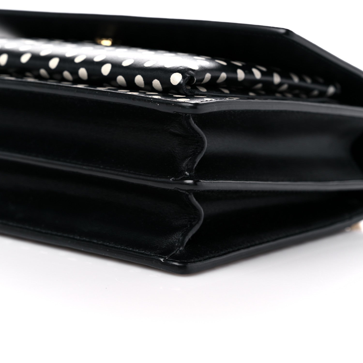 Saint Laurent Calfskin Polka Dot Medium Monogram Sunset Black White 10 of 11