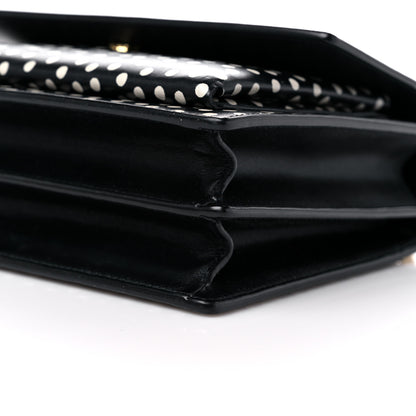 Saint Laurent Calfskin Polka Dot Medium Monogram Sunset Black White 10 of 11