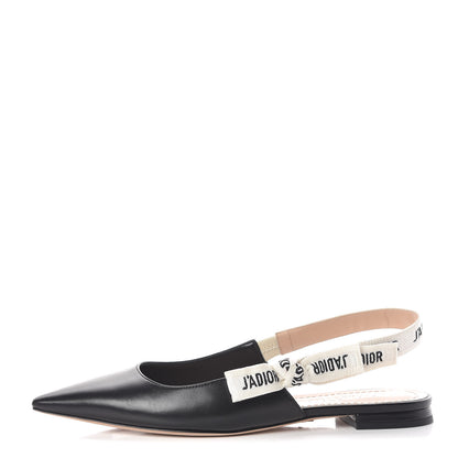 Christian Dior Lambskin Ribbon J'Adior Slingback Ballet Flats 37.5 Black 1 of 10