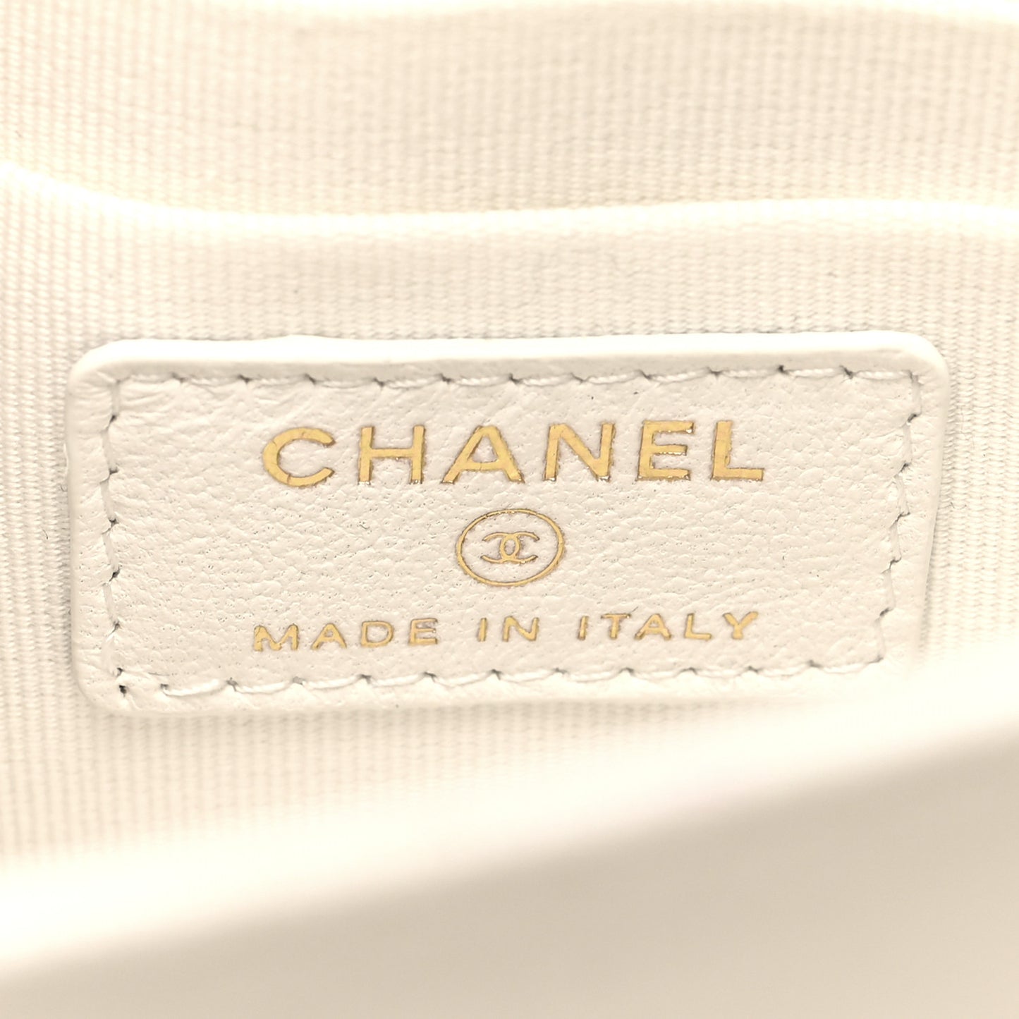 Shiny Crumpled Calfskin Quilted Clutch Bag White